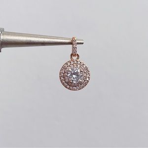 Rose Gold Plated Halo Micro Pave CZ Pendant 3/4” NWOT